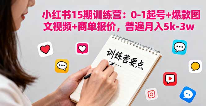 小红书15期训练营:0-1起号+爆款图文视频+商单报价,普遍月入5k-3w-羽哥创业课堂