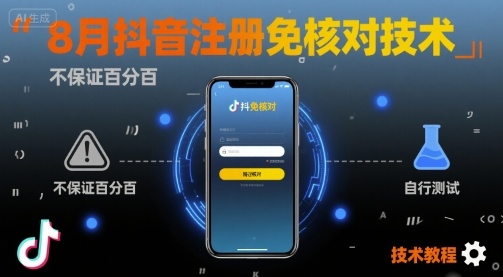 8月抖音注册免核对技术，不保证百分百，自测-羽哥创业课堂