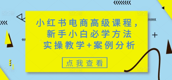 小红书电商高级课程，新手小白必学方法，实操教学+案例分析-羽哥创业课堂