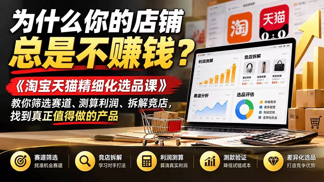 为什么你的店铺总是不赚钱?《淘宝天猫精细化选品课》教你筛选赛道、测算利润、拆解竞店,找到真正值得做的产品 为什么你的店铺总是不赚钱?《淘宝天猫精细化选品课》教你筛选赛道、测算利润、拆解竞店,找到真正值得做的产品