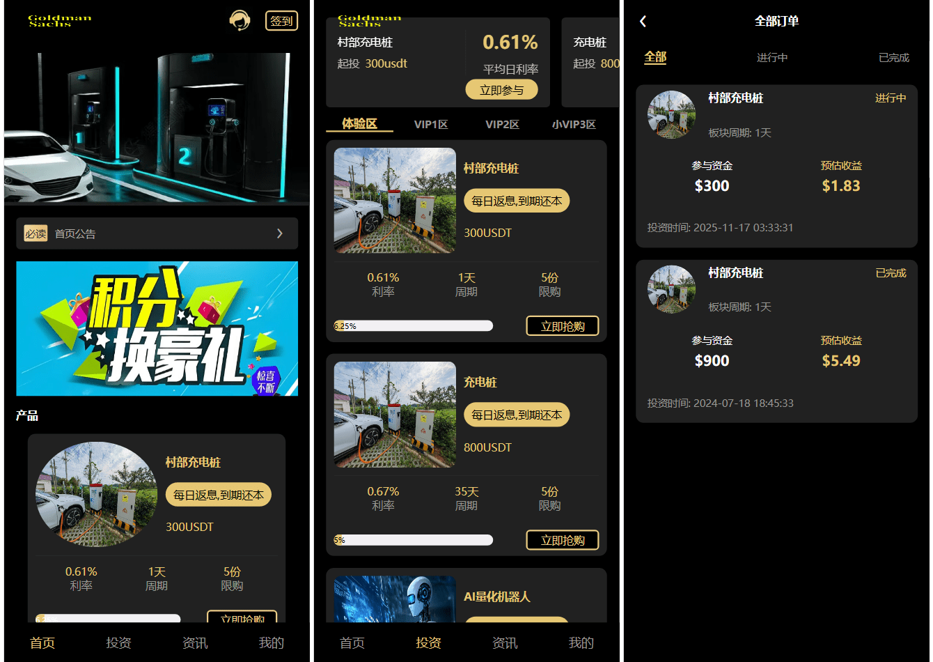 Fidelity充电桩投资理财系统源码-前端uniapp纯源码+后端PHP-羽哥创业课堂