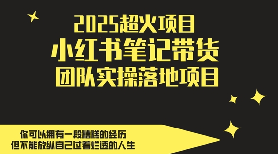 2025超火项目，副业最佳选择，小红书笔记带货团队实操落地项目，，轻松日入5张-羽哥创业课堂