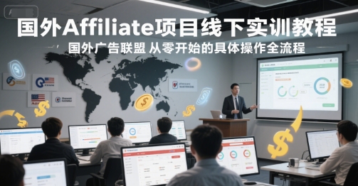 国外Affiliate项目线下实训教程，国外广告联盟从零开始的具体操作全流程-羽哥创业课堂