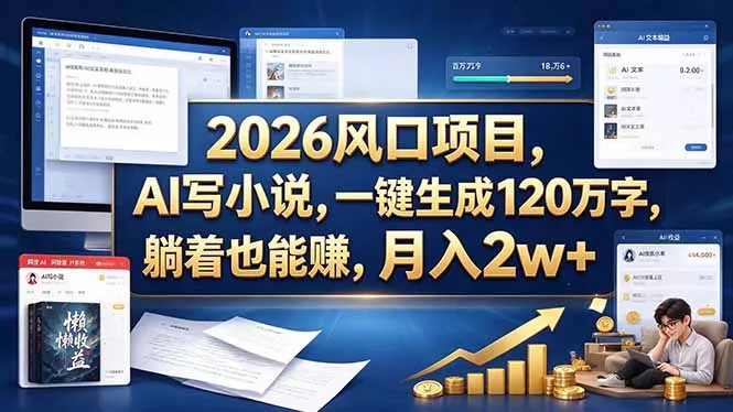 2026 风口项目,AI 写小说,一键生成 120 万字,躺着也能赚,月入 2w +-羽哥创业课堂