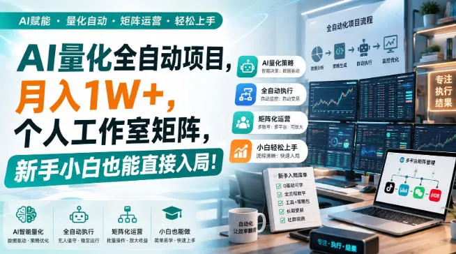 AI黄金量化玩法,新手低成本入局的最佳跳板,月收益轻松万元!-羽哥创业课堂