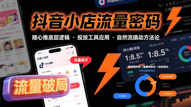 抖音小店流量密码，随心推底层逻辑，投放工具应用，自然流撬动核心方法论-羽哥创业课堂