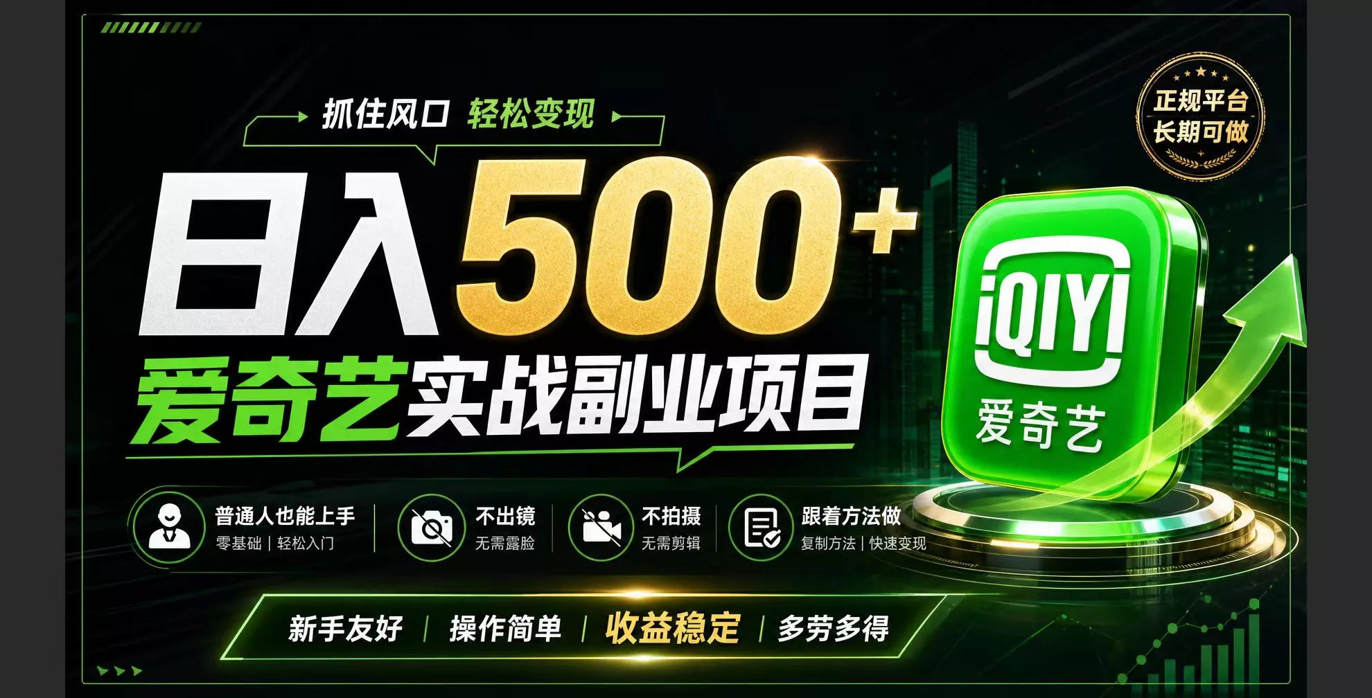 普通人必做的爱奇艺赛道变现!稳定日500+,翻身的机会真来了!抓住风口！-羽哥创业课堂