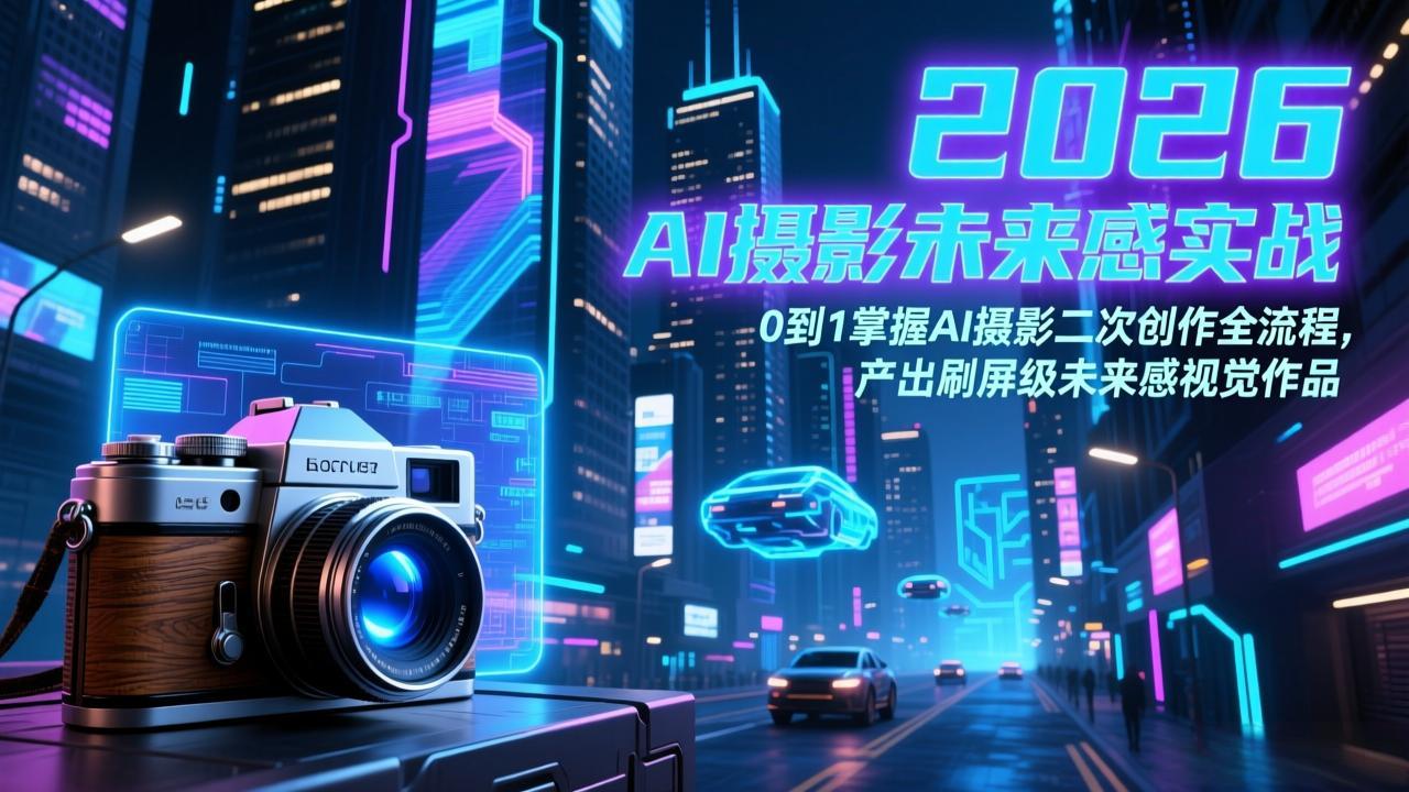 2026 AI摄影未来感实战:0到1掌握AI摄影二次创作全流程,产出刷屏级未来感视觉作品-羽哥创业课堂