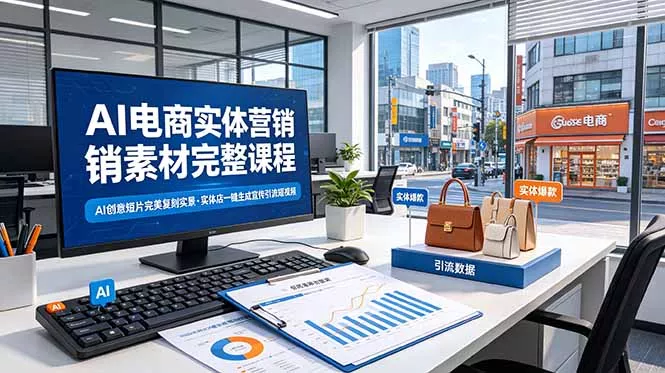 AI电商实体营销素材完整课程，AI创意短片完美复刻实景，实体店一键生成宣传引流短视频-羽哥创业课堂