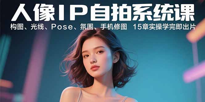 人像IP自拍系统课:构图、光线、Pose、氛围、手机修图 15章实操学完即出片-羽哥创业课堂
