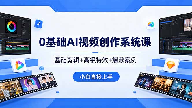 0基础AI视频创作系统课，基础剪辑+高级特效+爆款案例，小白直接上手-羽哥创业课堂