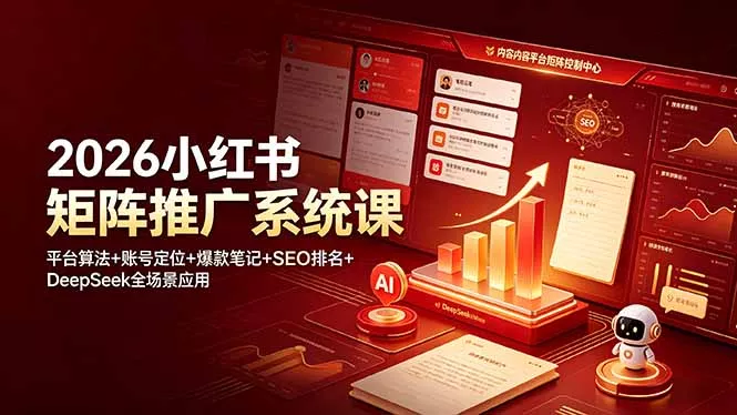 2026小红书矩阵推广系统课:平台算法+账号定位+爆款笔记+SEO排名+DeepSeek全场景应用-羽哥创业课堂