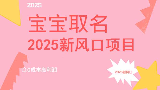 2025新风口项目宝宝取名,0成本高利润,附保姆级教程,月入过万不是梦-羽哥创业课堂