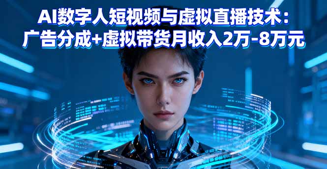 AI数字人短视频与虚拟直播技术:广告分成+虚拟带货月收入2万-8万元-羽哥创业课堂