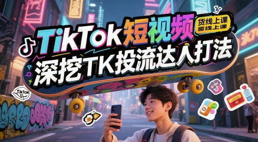 TikTok短视频带货线上课,深挖TK投流达人打法-羽哥创业课堂