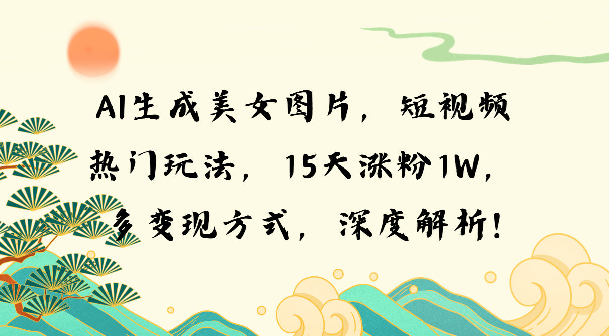 AI生成美女图片，短视频热门玩法，15天涨粉1W，多变现方式，深度解析!-羽哥创业课堂