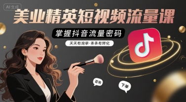 美业精英短视频流量课，掌握抖音流量密码，天天有询单，条条有转化-羽哥创业课堂