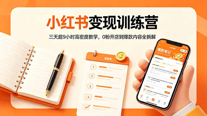 小红书变现训练营：三天超9小时高密度教学，0粉开店到爆款内容全拆解-羽哥创业课堂