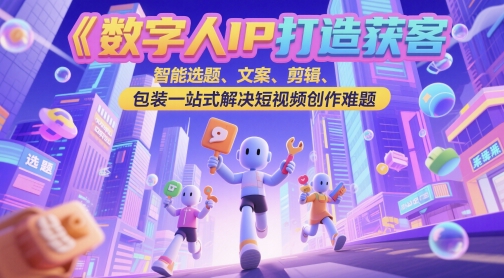 数字人IP打造获客变现实操课，智能选题、文案、剪辑、包装一站式解决短视频创作难题-羽哥创业课堂