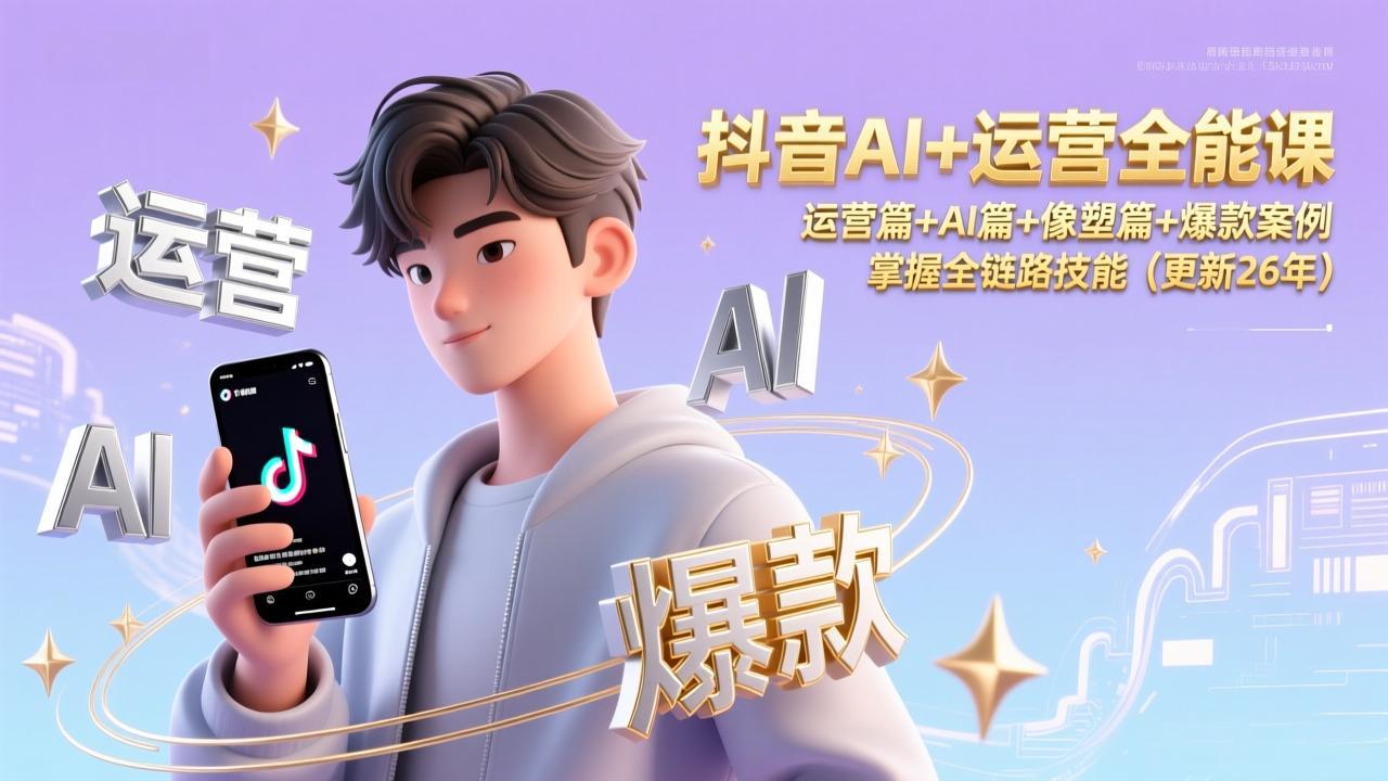抖音AI+运营全能课，运营篇+AI篇+像塑篇+爆款案例，掌握全链路技能(更新26年-羽哥创业课堂
