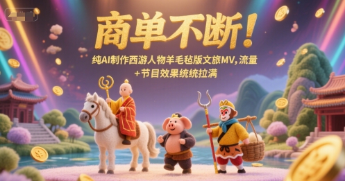 商单不断！纯AI制作西游人物羊毛毡版文旅MV，流量+节目效果统统拉满-羽哥创业课堂