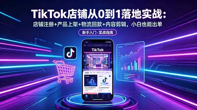TikTok店铺从0到1落地实战：店铺注册+产品上架+物流回款+内容剪辑，小白也能出单-羽哥创业课堂