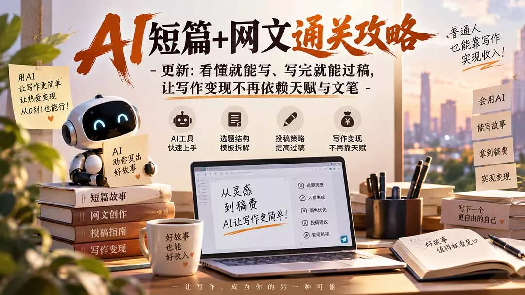 AI短篇+网文通关攻略-更新1009：看懂就能写、写完就能过稿，让写作变现不再依赖天赋与文笔-羽哥创业课堂