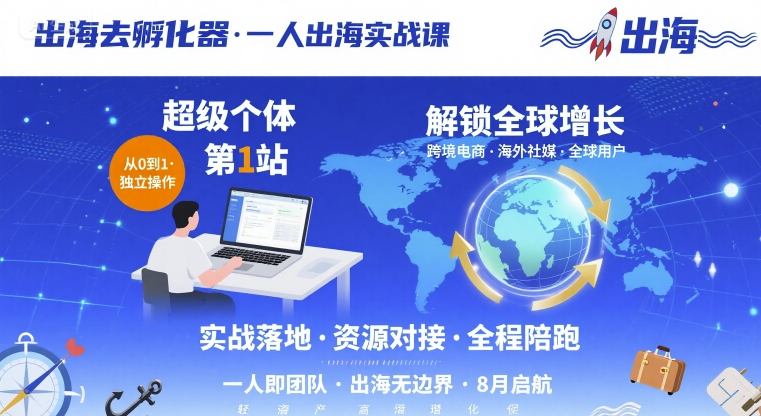 出海去孵化器，一人出海实战课，​超级个体第1站，解锁全球增长-羽哥创业课堂