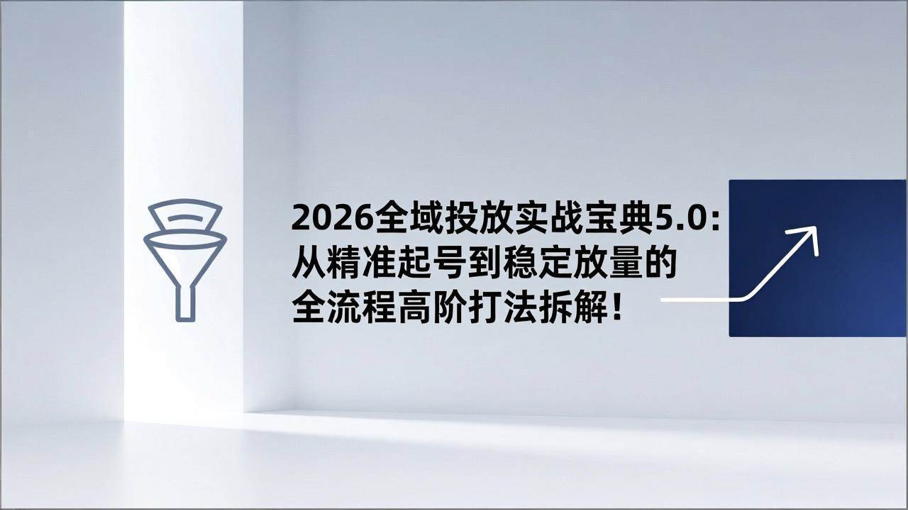 （17156期）2026全域投放实战宝典5.0：从精准起号到稳定放量的全流程高阶打法拆解！-羽哥创业课堂