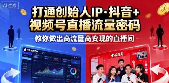 25年直播9-10两期线下课，打通创始人IP，抖音+视频号直播流量密码，教你做出高流量高变现的直播间-羽哥创业课堂