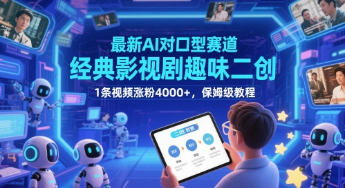 最新AI对口型赛道,经典影视剧趣味二创,1条视频涨粉4000+,保姆级教程-羽哥创业课堂