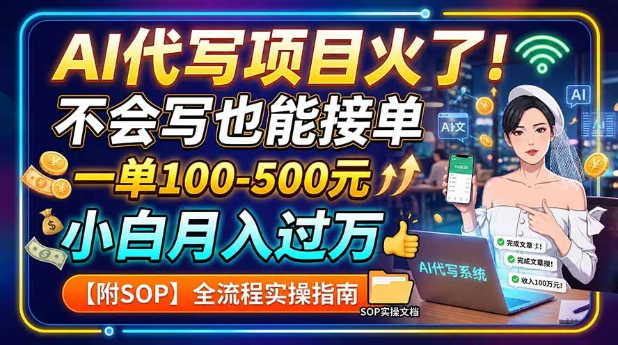 AI代写项目火了!不会写也能接单,一单100-500元,小白月入过万【附SOP】-羽哥创业课堂