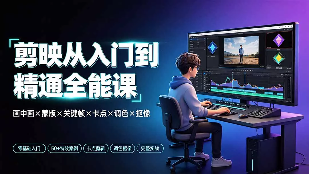 剪映从入门到精通全能课：画中画×蒙版×关键帧×卡点×调色×抠像，一站式掌握剪辑核心技能-羽哥创业课堂