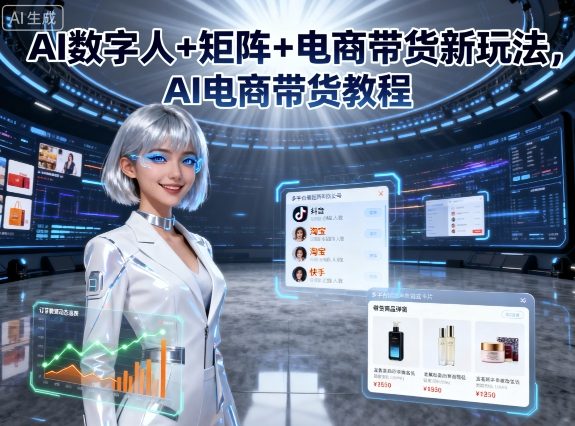 AI数字人+矩阵+电商带货新玩法，AI电商带货教程-羽哥创业课堂