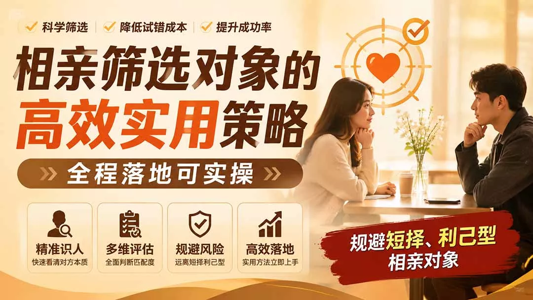付费文章：相亲筛选对象的高效实用策略，全程落地可实操，规避短择、利己型相亲对象-羽哥创业课堂