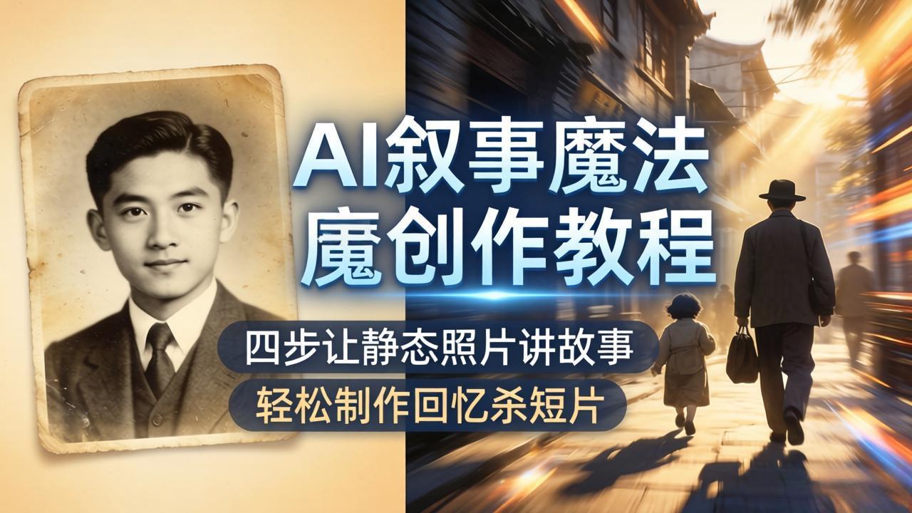 AI叙事魔法创作教程，四步让静态照片讲故事，老照片修复加动态特效，轻松制作回忆杀短片-羽哥创业课堂