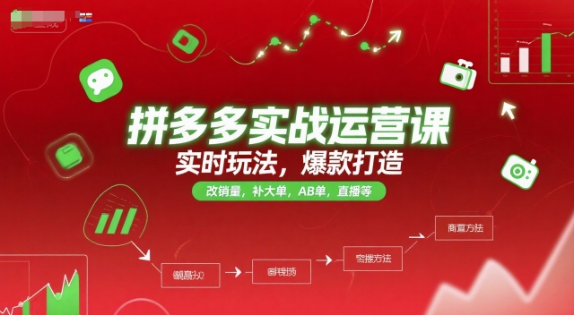 拼多多实战运营课，实时玩法，爆款打造，改销量，补大单，AB单，直播等(更新2025月)-羽哥创业课堂