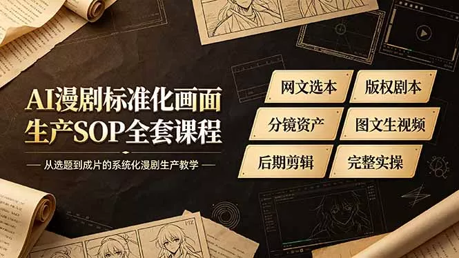 AI漫剧标准化画面生产SOP全套课程-更新，网文选本版权剧本分镜资产全覆盖，图文生视频后期剪辑完整实操教学-羽哥创业课堂