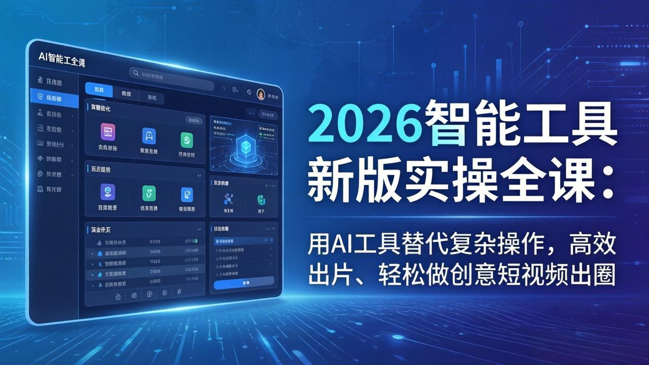 2026智能工具新版实操全课：用AI工具替代复杂操作，高效出片、轻松做创意短视频出圈-羽哥创业课堂