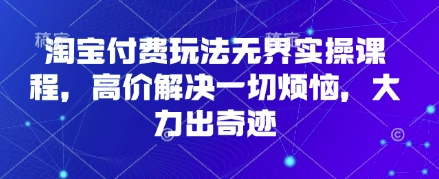 淘宝付费玩法无界实操课程，高价解决一切烦恼，大力出奇迹-羽哥创业课堂