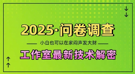 2025问卷调查最新工作室技术解密：一个人在家也可以闷声发大财，小白一天2张，可矩阵放大【揭秘】-羽哥创业课堂