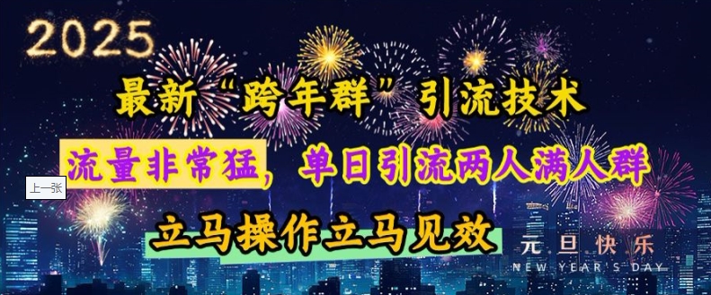 最新“跨年群”引流，流量非常猛，单日引流两人满人群，立马操作立马见效【揭秘】-羽哥创业课堂