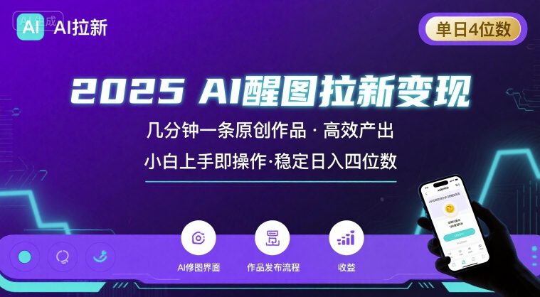 2025最强AI醒图拉新，几分钟一条原创作品，单日收入4位数，小白也能上手操作-羽哥创业课堂