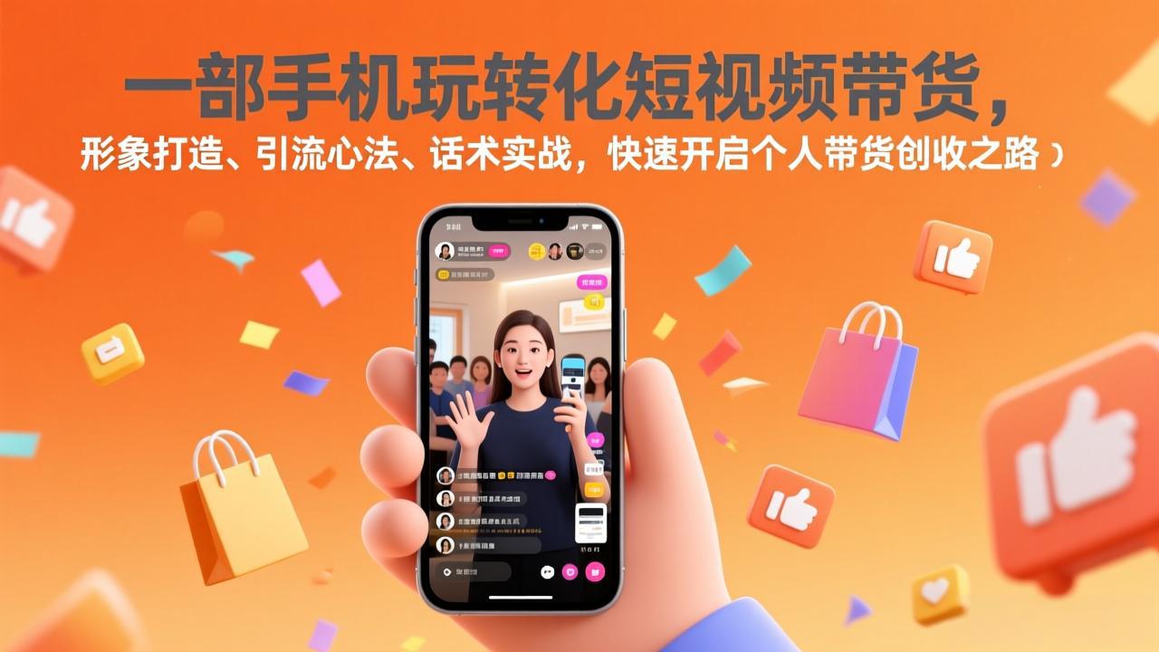 一部手机玩转化短视频带货，形象打造、引流心法、话术实战，快速开启个人带货创收之路-羽哥创业课堂