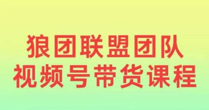 狼团联盟2024视频号带货，0基础小白快速入局视频号-羽哥创业课堂