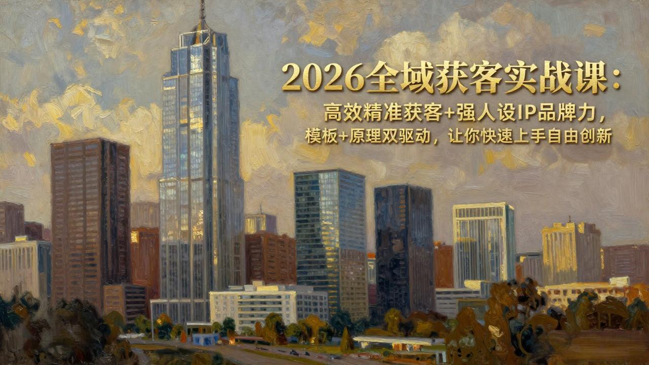 2026全域获客实战课：高效精准获客+强人设IP品牌力，模板+原理双驱动，让你快速上手自由创新-羽哥创业课堂