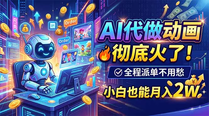 AI代做动画，彻底火了！全程派单不用愁，小白也能月入2W-羽哥创业课堂