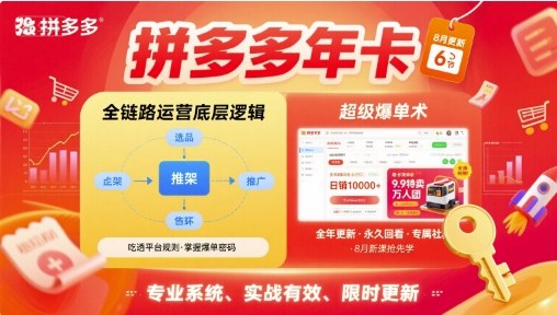 拼多多年卡【8月更新6节】拼多多全链路运营底层逻辑，超级爆单术-羽哥创业课堂