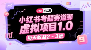 小红书考题赛道虚拟项目1.0，项目操作简单，每天收益2-3张-羽哥创业课堂