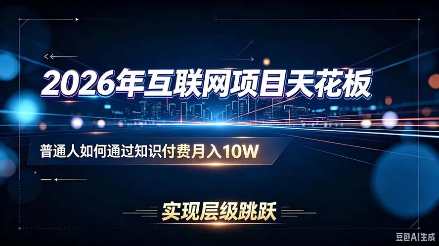 2026年互联网项目天花板:普通人如何通过知识付费月入10W,实现层级跳跃 2026年互联网项目天花板:普通人如何通过知识付费月入10W,实现层级跳跃
